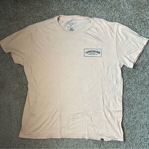 Quiksilver Men's Pastel Orange Art Graphic Logo Short Sleeve T Shirt Size M A136